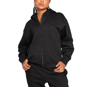 Sweat à capuche zippé intégral de haute qualité pour homme et femme, en polaire, sans cordon, surdimensionné, 50% polyester, 50% coton - Product Image 5
