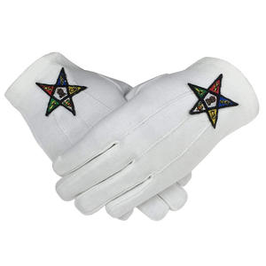 Masonic Regalia Gants en coton brodé Mason gratuit avec logo Gants maçonniques personnalisés disponibles - Product Image 1