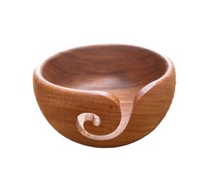 ชามไหมพรมทำจากไม้สำหรับถักโครเชต์พร้อมรูที่ใส่ลูกบอลขนสัตว์อุปกรณ์ถักแบบทำมือ - Product Image 1