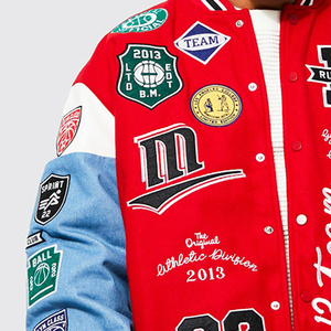 2025 personnalisé en gros impression Logo blanc plaine laine tissu manches varsity veste Bomber Baseball veste pour hommes - Product Image 3