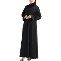 Abaya tendance ouverte sur le devant pour femme avec couche intérieure contrastée et fermeture à nouer en option-Un look polyvalent et élégant