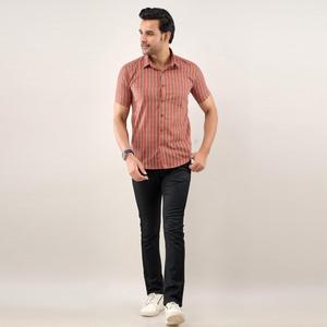Camisa informal a rayas marrón para hombre, tela de popelina antiarrugas con cuello abotonado, ajuste Regular, talla 6XL para las estaciones de verano y otoño - Product Image 6