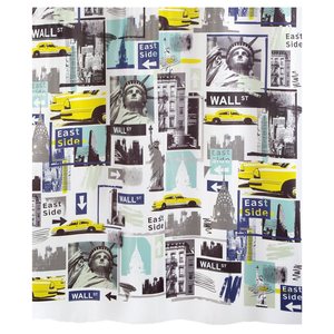 Collezione Big Apple di Spirella, Tenda da Doccia in Tessuto 180 x 200, 100% Poliestere, Multicolore - Product Image 1