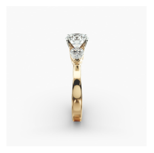 Bague de fiançailles à trois pierres d'inspiration vintage, diamants naturels de qualité supérieure, couleur et taille personnalisables, accessoire de bijouterie - Product Image 1