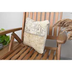 Beige Wool Kilim Patchwork Pillow 14x14 Inch Luxury Vintage <b>Fluffy</b> Embroidered Rustic Throw Pillow for <b>Bedding</b> or Floor Use - Product Image 3