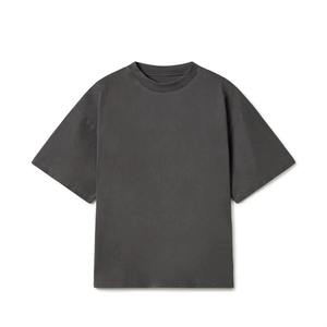 mens dark grey charcoal <b>plain</b> solid blank casual oversized relaxed fit short sleeve <b>tshirt</b> crewneck streetwear tee top - Product Image 1