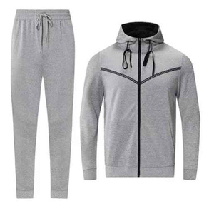 High Quality Men's <b>Zip</b>-up 100% Cotton Tracksuits Winter Warm Casual Wear Custom Embroidery Logo <b>Hooded</b> - Product Image 2