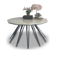 Mesa de Centro Moderna de Aluminio Plateado con Tapa de Mármol, Diseño de Pulpo de Lujo, Logotipo Personalizado, Muebles para Sala de Estar, ¡Superventas!