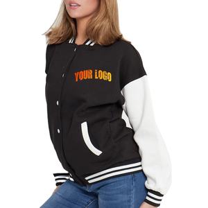OEM/ODM alta calidad de las mujeres de peso pesado de lana Letterman chaqueta personalizada con logotipo bordado invierno béisbol Varsity Chaqueta de algodón - Product Image 1