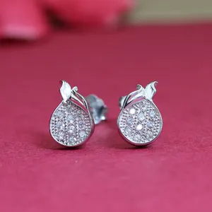 Women's 925 Silver Cubic Zirconia <b>Stud</b> Earrings Fashion Jewelry Gift Polished - Product Image 2