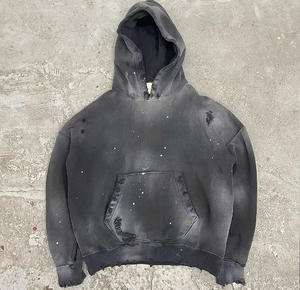 Sudaderas con Capucha Personalizadas de Primera Calidad al por Mayor, Lavadas con Ácido, Transpirables, Tejidas, Unisex, para Hombre, Estilo Desgastado, 100% Algodón, Estilo Urbano - Product Image 1