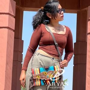 Nouveaux sacs à bandoulière à franges en cuir usiné de couleur aztèque occidentale à la mode véritables sacs à main Vintage à glands multicolores faits à la main - Product Image 1