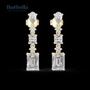 Boucles d'oreilles élégantes en forme de poire ronde ovale et de diamant taille émeraude avec une brillance époustouflante Boucles d'oreilles en argent sterling 925 personnalisées - Product Image 5