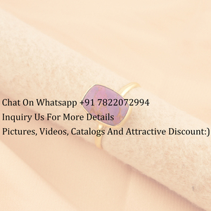 Classique Simple Design 10x14mm Ovale Coussin Forme Synthétique Violet Turquoise Anneau 18k Plaqué Or Collet Réglage Anneau Réglable - Product Image 5