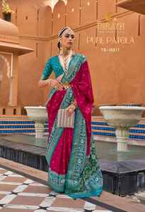 Saree imprimé patola en soie douce par FabZone - Product Image 5