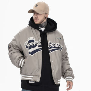 Blouson aviateur en toile respirante à col rond pour hommes avec logo personnalisé pour l'hiver Street Style - Product Image 4