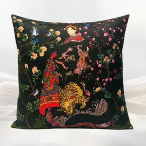 Experience RoyaltyPowerful Queen in Dragon and Tiger Latex Printed Cushion Pillow 45x45cm by Halinhthu Casa - Crafted in Vietnam