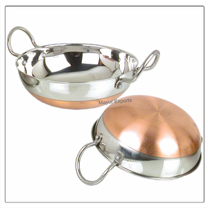 Plat de service classique en acier inoxydable écologique de 18 cm, base en cuivre durable, poignées en métal, ensemble de batterie de cuisine essentiel pour la maison - Product Image 1