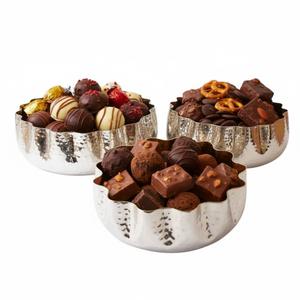 Bol à chocolat en métal de luxe, best-seller, bols argentés martelés, vente en gros de chocolats pour occasions spéciales et fêtes - Product Image 1