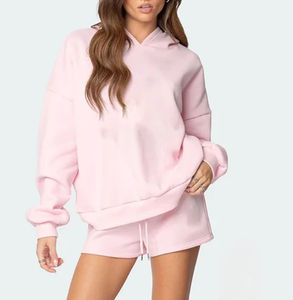 Ensemble sweat-shirt et short décontracté pour femme personnalisé, en molleton épais en coton respirant, pour l'hiver/l'automne - Product Image 3