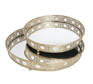 Poignées en cuivre de qualité véritable de forme géométrique pour plateau de service en métal et miroir avec finition nickelée - Product Image 2