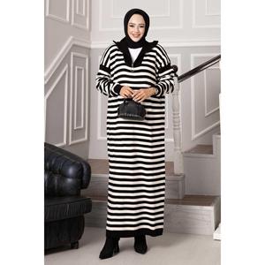 Vestido de punto de cuello alto con cremallera negro - Product Image 1