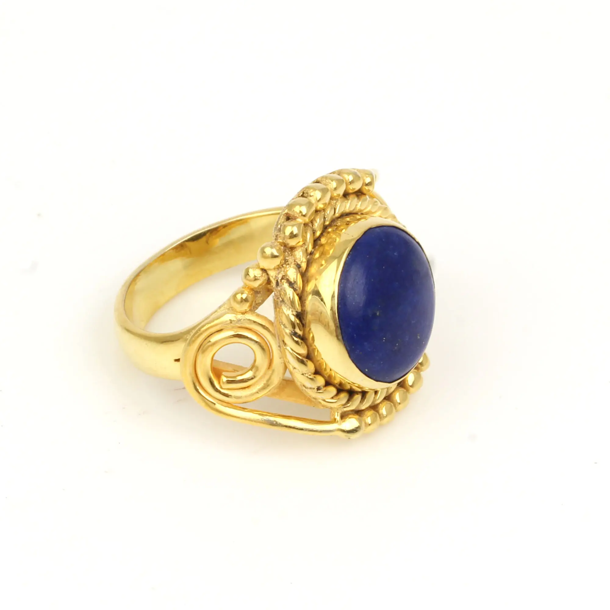 2024 Best Quality Gold Plated Brass Wedding Gemstone Jewelry Fine Wholesale Lapis Lazuli Ring Designer For Women And Girl Ring