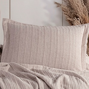 Guzide Efekt <b>Beige</b> 3-Piece Customized Classic Luxury Home <b>Bedspread</b> Set 100% Chenille Organic Woven Striped Wash - Product Image 3