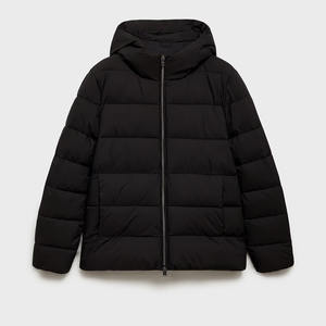 Veste matelassée à capuche pour homme de qualité, noire, manches longues, fermeture éclair, vêtements de rue d'hiver - Product Image 1