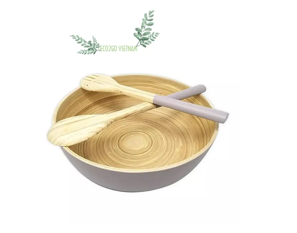 Free Sample Biodegradable Organic Spun Bamboo Bowl With Many Color, Size and Design From Vietnam