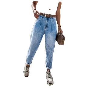 กางเกงยีนส์ทรงตรงสำหรับผู้หญิงกางเกงยีนส์ขาตรงมีรูและพู่แบบปกติเซ็กซี่สีตามสั่ง - Product Image 2