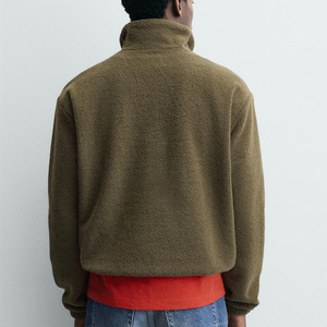 Sweat-shirt à fermeture éclair quart de tour en polaire pour homme avec manches longues et poignets élastiques, design décontracté / Service OEM pour les commandes en gros - Product Image 4