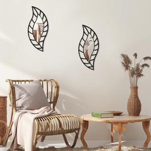 Customized Decorative New Irregular Modern Simple Wall Decor Leaf Shape <b>Black</b> <b>Mirror</b> With <b>Metal</b> <b>Frame</b> for Home Decoration - Product Image 6