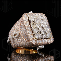 CZ Diamant Hip Hop Bague Bijoux Hommes 10K Or Rose Multi Pierre Glacé Personnalisé Hommes Moissanite Rappeurs Bague À La Mode