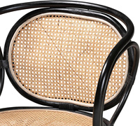 Silla de Comedor Moderna de Ratán Natural Baxton Studio Palesa, Negra, para Hogar, Oficina y Baño, Talla Única