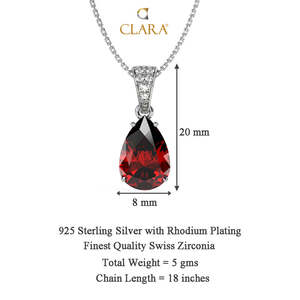 Pendentif en forme de larme rouge sang en argent sterling 925 plaqué rhodium avec zircone suisse, cadeau pour femmes et filles - Product Image 5