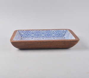 Bandeja de incrustaciones de hueso de forma Rectangular para manualidades, bandeja decorativa para el hogar para mesa de centro, patrón único, prueba de artesanía de hueso - Product Image 1