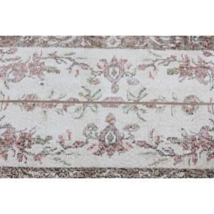 Turkish Rug 3.3x10.3 ft Eco-Friendly Vintage <b>Brown</b> Patchwork <b>Wool</b> Rug with Latex Backing - Product Image 3