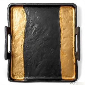 ถาดทรงสี่เหลี่ยมผืนผ้าสีทองพร้อมผิวอลูมิเนียมหล่อและที่จับสวยงามสำหรับการจัดบุฟเฟ่ต์ที่มีเสน่ห์และการชุมนุมอย่างเป็นทางการ - Product Image 3