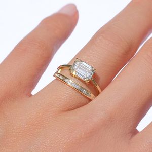 Igi แหวนหมั้นเพชรที่โตขึ้นในห้องแล็บสีทอง14K วง Baguette ด้านข้างสีทอง18K แยกสำหรับงานปาร์ตี้วันครบรอบ - Product Image 2