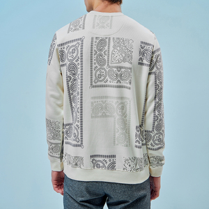Personalizado blanco cuello redondo unisex 100% algodón grueso GSM sudadera de gran tamaño bordado cuello redondo en blanco hombres sudadera - Product Image 2