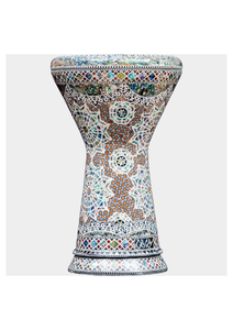 Auténtica Darbuka Gawharet El Fan Blanca con Mosaico Islámico Sombaty, 23 cm, de Aluminio, Hecha a Mano para Doumbek - Product Image 5