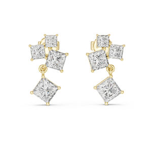 Pendientes de Diamantes Cultivados en Laboratorio con Corte Princesa para Mujer, en Oro Blanco de 14K, Minimalistas, de Lujo, Certificados, Elegantes para Uso Diario - Product Image 2