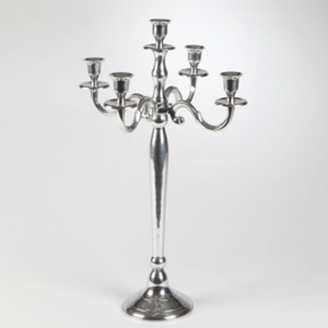 Vente chaude Vintage Nouvelle Arrivée Métal Aluminium Candélabre 5 Bras Bougeoir Taille Personnalisée Argent Fini De Table De Mariage - Product Image 4