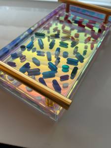 Plateau en résine rectangulaire fait main le plus vendu pour la maison et le mariage Plateau en résine de table de style élégant - Product Image 3