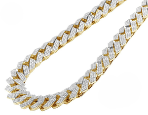 Cadena de eslabones cubanos de plata S925 chapada en oro de Hip Hop de moda con diamantes de moissanita completamente redondos regalo de boda personalizado para hombres - Product Image 1