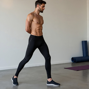 100% poliéster cintura elástica Legging compresión personalizada Capri pantalones hombres alta calidad gimnasio Fitness desgaste Leggings hombres - Product Image 3