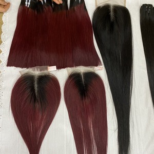 Extensions de cheveux vierges Remy Super Double Drawn, trame double cousue à la machine, lisses comme des baguettes, couleur personnalisable, matière dentelle HD, vietnamienne - Product Image 1