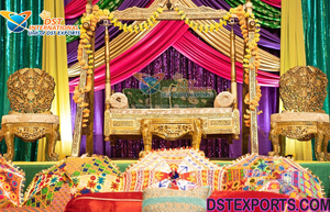 Musulmán Walima Nikah Escenario Decoración Columpio Boda DEL SUR DE LA India Mehndi Evento Columpio Boda musulmana Columpio dorado Venta de fábrica EE. UU. - Product Image 5