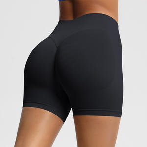 Pantalones cortos de gimnasio de talla grande de cintura alta para mujer, pantalones cortos de Yoga para entrenamiento de estilo callejero con patrón sólido, bolsillos para motorista, tallas XS - Product Image 3